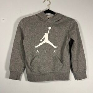 Nike Air Jordan‎ Kids Gray & White Sporty Hooded Sweatshirt Boys Size Small